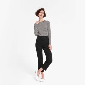 Everlane high waisted straight leg crop pant black cotton 0 2 XS S